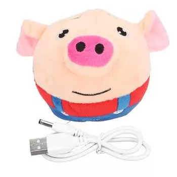 Питомец прыгающий мяч USB перезаряжаемый интерактивный моющийся мультяшный поросенок плюшевый звук электронная игрушка для собак