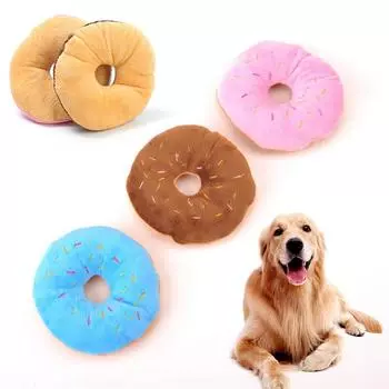 Питомец щенок пищащий пончик игрушка мягкая жевательная игрушка для собак пушистая дрессировка 10*12cm