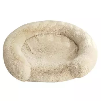 Питомник Кошачий наполнитель Коврик для собаки Плюшевая круглая подстилка для питомца Лежанка для собаки Зимняя теплая лежанка для питомца Собачий наполнитель M50—50CM светло-коричневого
