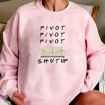 Футболка Pivot Толстовка Friends Толстовка Pivot Shut Up Джемпер из сериала Friends Джемпер Chandler Joey 90-х Ретро-толстовки Friends с круглым вырезом S красный