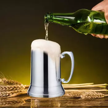 Пивная кружка для коктейля с двойной стенкой S с ручкой Барные принадлежности Кружки для питья Чайные чашки для 450ml