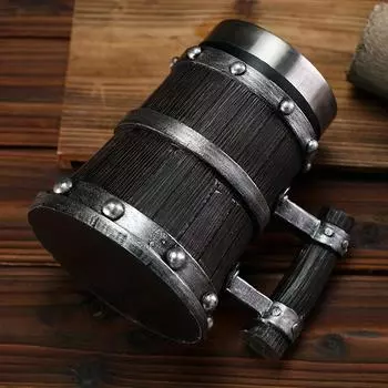 Пивная кружка, винтажный дизайн бочки, кофейная кружка из нержавеющей стали и смолы, 600 мл кофейная кружка, винтажные кружки, пивные стаканы