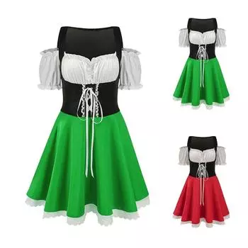 Пивная одежда, карнавальный костюм для взрослых и женщин, короткая юбка, сценический костюм, платье XL зелёный
