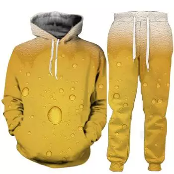 Пивная пятница, мужские толстовки с 3d принтом, костюм, повседневная толстовка + брюки, комплекты из 2 предметов, спортивный костюм большого размера, весенне-осенняя модная мужская одежда S