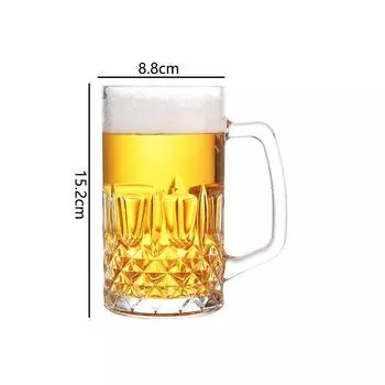 Пивной бокал с ручкой, классический резной бокал для вина, большая емкость, прозрачная бутылка для воды, термостойкая кружка для чая, крафтовый пивной бокал 1pcs