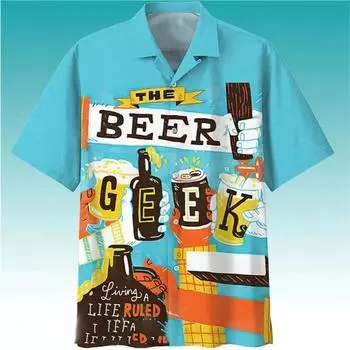 Пивной фестиваль Harajuku рубашки для мужчин 3D принт короткие рукава футболки летние гавайские пляжные однобортные топы S