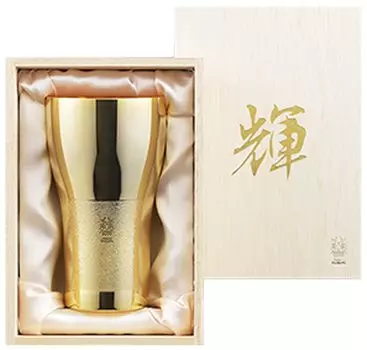 Пивной стакан из чистой меди 440 мл Shiru (золотая отделка) КГ-03 золотой