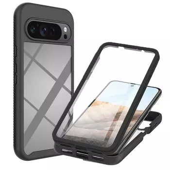 Pixel 8A 7A 7 8 9 Pro XL 5G 2024 Crystal Case Back & Front 360 Protective Hard Shell для Google Pixel 9 Pro XL Case Pixel9 Funda Pixel 9&Case and PET Film чёрный