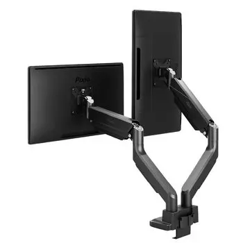 Pixio PS2D Monitor Arm Dual Black Compatible with inches Load Capacity Clamp Grommet 2 Screens 17-49 1-15kg