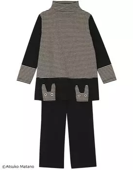 Пижама ATSUKO MATANO с длинными рукавами, длинные штаны, хлопок, материал Tenjiku, верх и низ, комплект, тип покрытия, кролик HDX511 ATSUKO MATANO BL SP [Wacoal] 100%