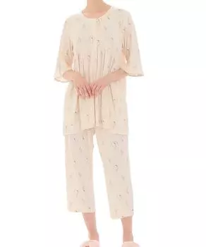 Пижама Cool Touch Rib Knit Ice Cream Beige [Narue] Комплект, Пижамы, Женские, бежевый