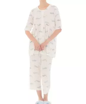Пижама Cool Touch Rib Knit Whale White [Narue] Комплект, Пижамы, Женские белый