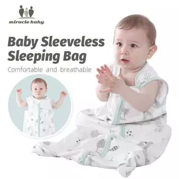 Пижама для новорожденных, цельный жилет, детский спальный мешок Size S (0-3) белый