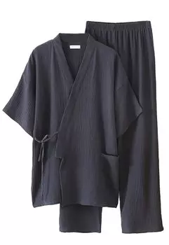 Пижама из двойной марли для мужчин и махровая деликатная подарочная темная короткая в японском стиле женская, 100% хлопок, ткань, домашняя одежда, одежда после ванны, домашняя одежда,