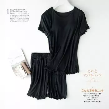 Пижама из хлопка с накладкой на грудь, короткий рукав, трикотажная, с коротким рукавом и шортами, однотонный простой костюм большого размера M