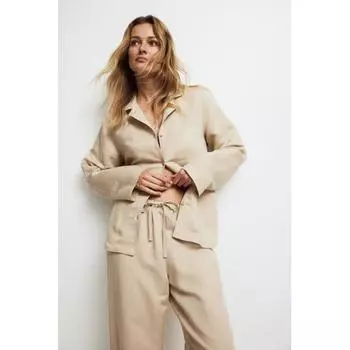 Пижама из льняной смеси HM Светло-бежевый