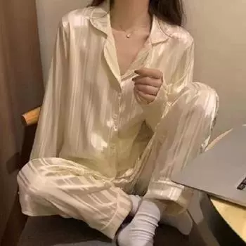 Пижама из ледяного шелка женская с длинным рукавом кружевная зеленая Premium Sense из двух частей Sweet Homewear Love Blue XXL