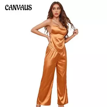 Пижама из ледяного шелка, женская, тонкая, домашняя, с подтяжками, длинные брюки, комплект, сексуальный, легкий, домашний костюм S