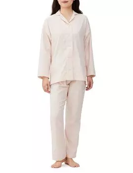 Пижама KAIMIN NAVI Good Sleep Navi с длинным рукавом, длинные брюки из органической двойной марли, розовая [Gunze] для женщин