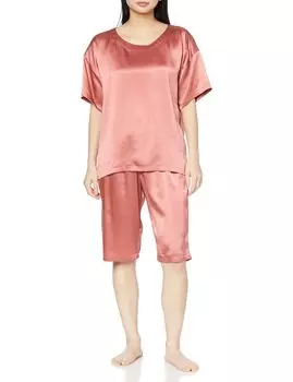 Пижама Kaimin Navi Sleep Navi Шелковые брюки с коротким рукавом и короткой длиной, шелковый атлас, розово-розовый [Gunze] 100% женские роза розовый