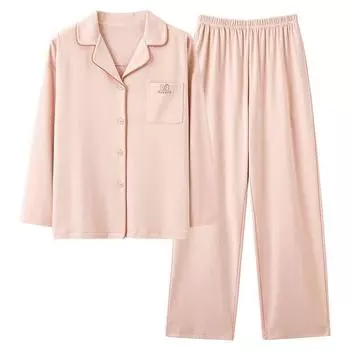 Пижама Kawaii для девочек, женская ночная рубашка на весну и осень, чистый хлопок, корейская домашняя одежда с длинным рукавом, летняя тонкая верхняя одежда, комплект M