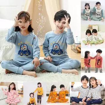 Пижама MAITA с принтом животных для детей, хлопковый пижамный комплект с героями мультфильмов для мальчиков и девочек, мягкая дышащая домашняя одежда 100 красный