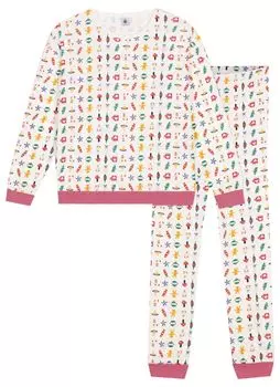 Пижама с длинными рукавами и принтом A0D51 M [Petit Bateau] Белый/Многоцветный