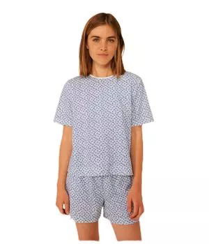 Пижама с короткими рукавами и принтом A09TM S [Petit Bateau] Цвет белый/синий