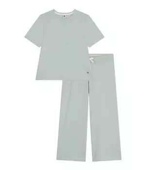 Пижама с широкими штанами и короткими рукавами A09U2 Светло-белый S [Petit Bateau] зеленый/Off