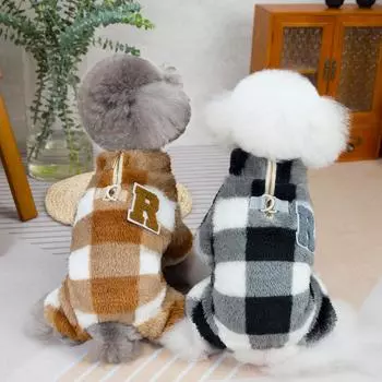 Пижама с высоким воротом для маленьких собак, флисовый свитер для собак, зимняя милая одежда для маленьких собак, комбинезон для щенков, комбинезон для кошек S