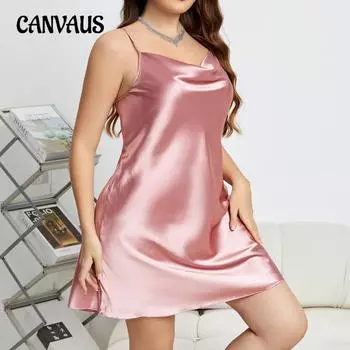 Пижама Сексуальное Свободное Платье-Халтер Весна и Лето Большие Размеры Пижамы Женская Домашняя Одежда XL розовый