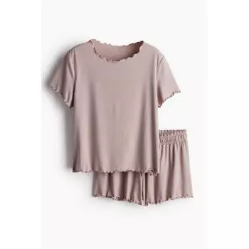 Пижама в рубчик с оверлоком HM пыльно-розового цвета