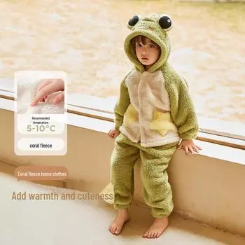 Пижама Wilberu Kids Coral Fleece - Уютный комплект на осень/зиму для мальчиков и девочек Top 100/56 Pants 100/53