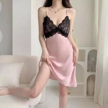 Пижама, женская домашняя одежда, летние тонкие подтяжки, сексуальное кружево, универсальная, повседневная, мягкая, простая, большой размер M белый