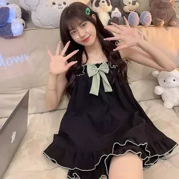 Пижама женская летняя слинг пижама домашняя одежда комплект без рукавов шорты простые милые женские студенческие пижамы хлопковые пузыри домашняя одежда M