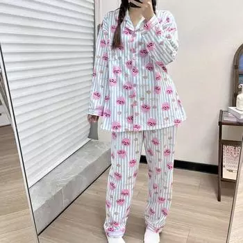 Пижама женская осенняя из чистого хлопка с длинными рукавами, повседневная домашняя женская пижама, домашняя одежда, комплект из пижамных брюк M синий