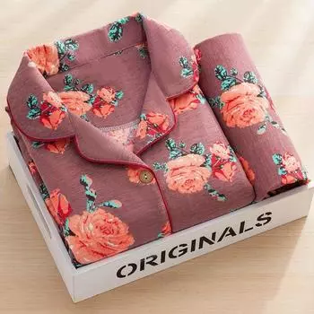 Пижама женская с длинными рукавами кардиган домашний костюм комплект укороченный топ и шорты костюмы женская одежда для сна XXL