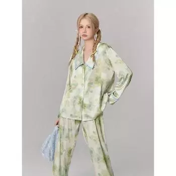 Пижама женская с длинными рукавами комплект из двух предметов осенний новый комплект домашней одежды можно носить на улице весной и осенью M