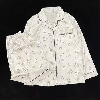 Пижама женская с длинными рукавами пижама костюм с цветочным принтом высококачественная можно носить на улице домашняя одежда пижама M