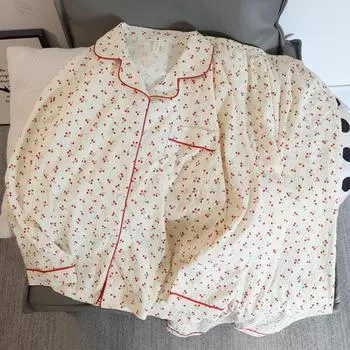 Пижама женская весна и осень милый мультфильм далматин облако хлопок длинный рукав домашний костюм можно носить на улице XXL