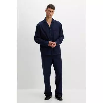 Пижамная рубашка и брюки из хлопка HM темно-синего цвета M