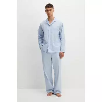 Пижамная рубашка и брюки из хлопка HM светло-голубого цвета M