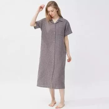 Пижамное платье GU by Uniqlo из органического хлопка с короткими рукавами +X