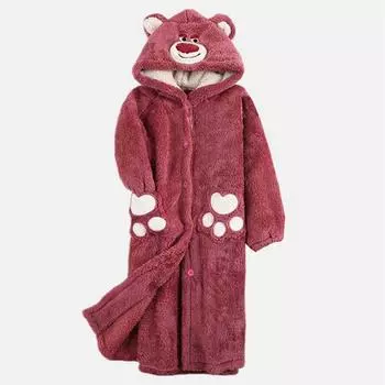 Пижамное платье из микрофибры с капюшоном Teddy Bear - Red Bear Winter Rob