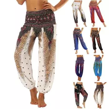 Пижамные брюки для женщин. Повседневные брюки с принтом на все сезоны. One size бежевый