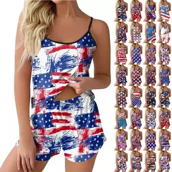 Пижамные комплекты для женщин, мягкие комплекты домашней одежды из двух предметов, топы без рукавов, шорты, одинаковые пижамы, одежда для сна L синий