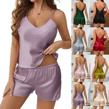 Пижамные комплекты для женщин, мягкие комплекты домашней одежды из двух предметов, топы без рукавов, шорты, одинаковые пижамы, одежда для сна XXL
