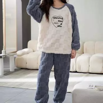Пижамные комплекты из бархатной синей женской пижамы, теплые пижамы с длинными рукавами и длинными штанами, осенне-зимние мягкие пижамы, уютные пижамы, удобные пижамы для девочек M