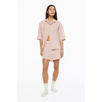 Пижамные рубашки и шорты H&M Розовый/Клетка