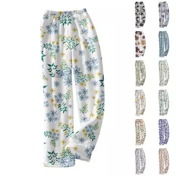 Пижамные штаны для мужчин и женщин с принтом, мягкие, удобные, повседневные, домашние штаны, зимние L чёрный